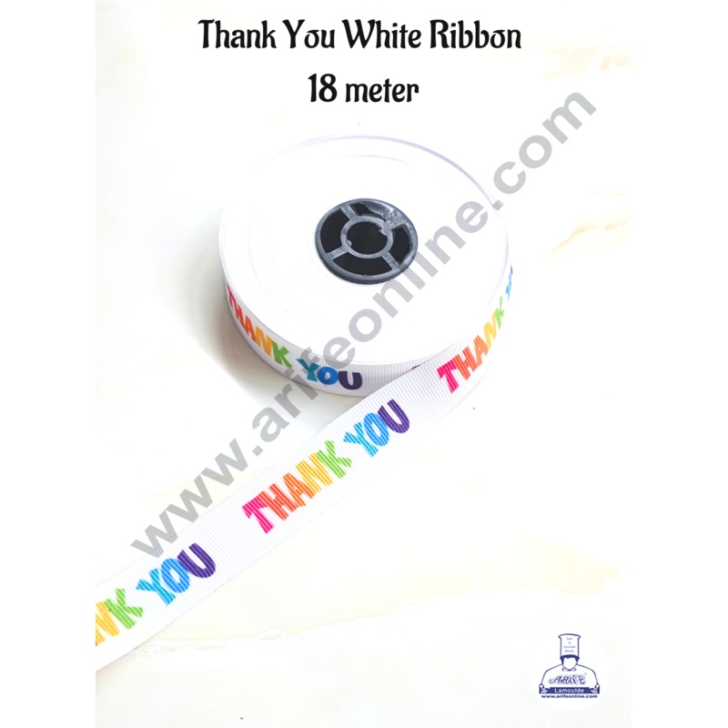 CAKE DECOR 1 Roll Thank You White Ribbon | Gift Wrapping | Decoration (SBR-PR-029)