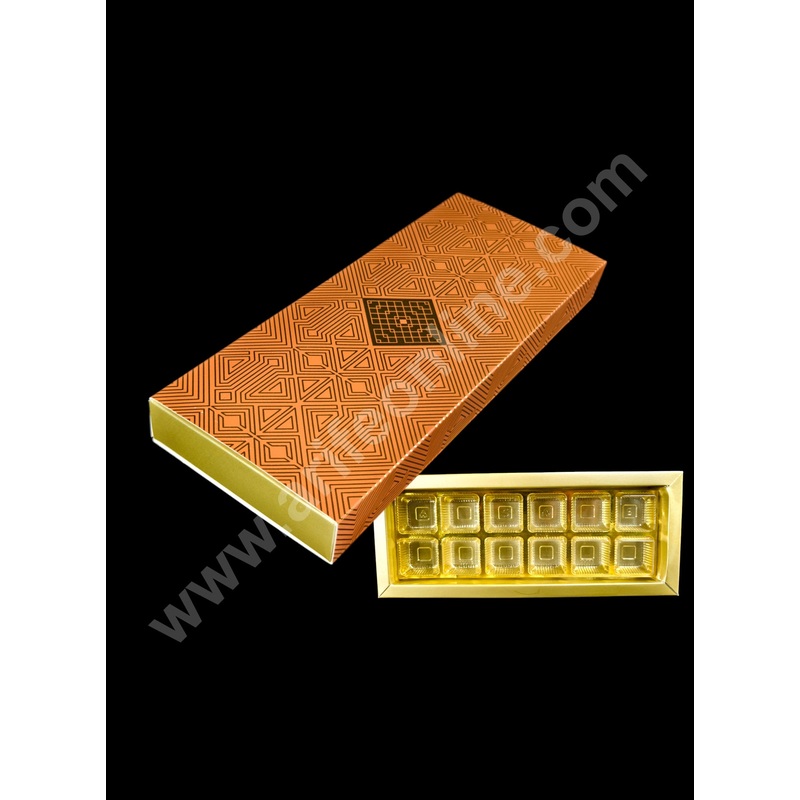 CAKE DECOR 12 Cavity Orange Deco Chocolate Box with Sliding Cover Cavity (6 X 2)