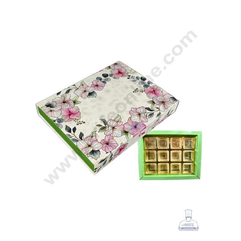 CAKE DECOR 12 Cavity White Spring Chocolate Box with Sliding Cover Cavity (3 X 4)