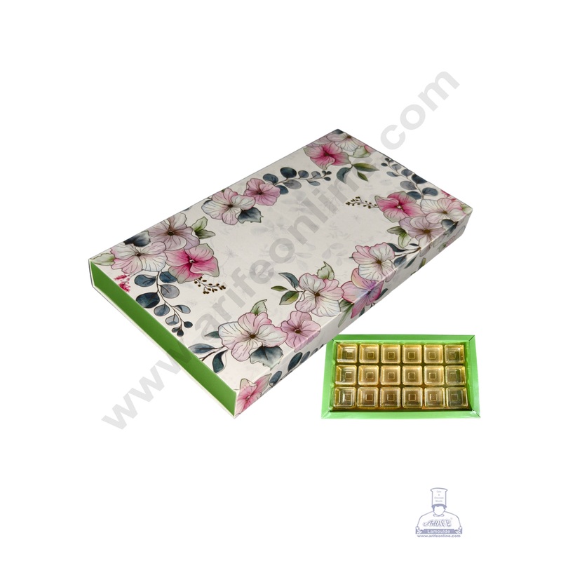 CAKE DECOR 18 Cavity White Spring Chocolate Box with Sliding Cover Cavity (6X3)
