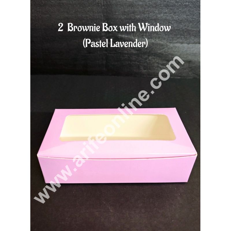 CAKE DECOR  2 Cavity Brownie Boxes with Clear Window Pastel Lavender color  | Brownie Carriers - 10 Pcs Pack
