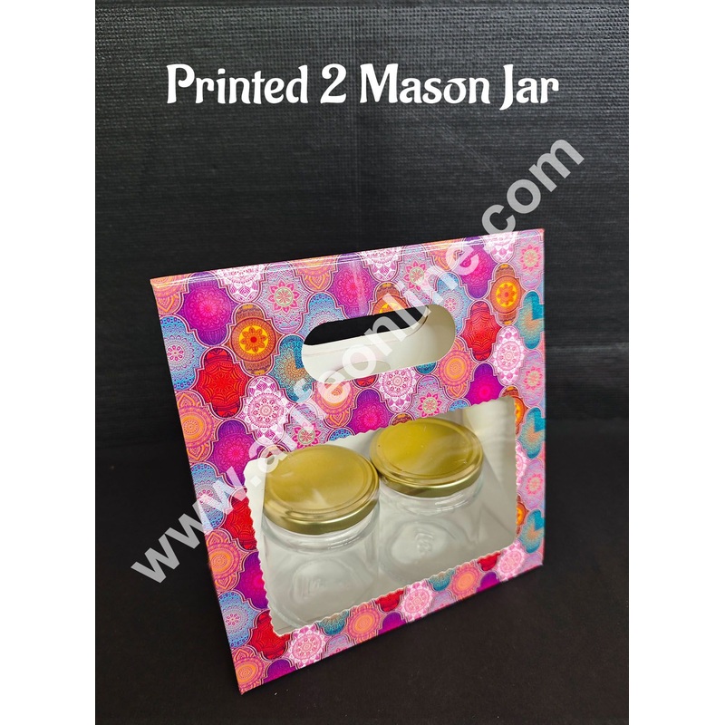 Cake Decor 2 Mason Jar Paper Carry Bags Multicolor Traditional Design - Medium (10 Pcs)