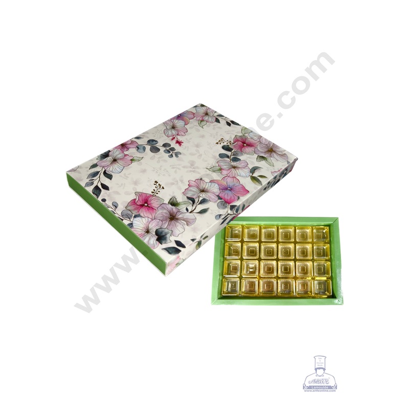 CAKE DECOR 24 Cavity White Spring Chocolate Box with Sliding Cover Cavity (6X4)