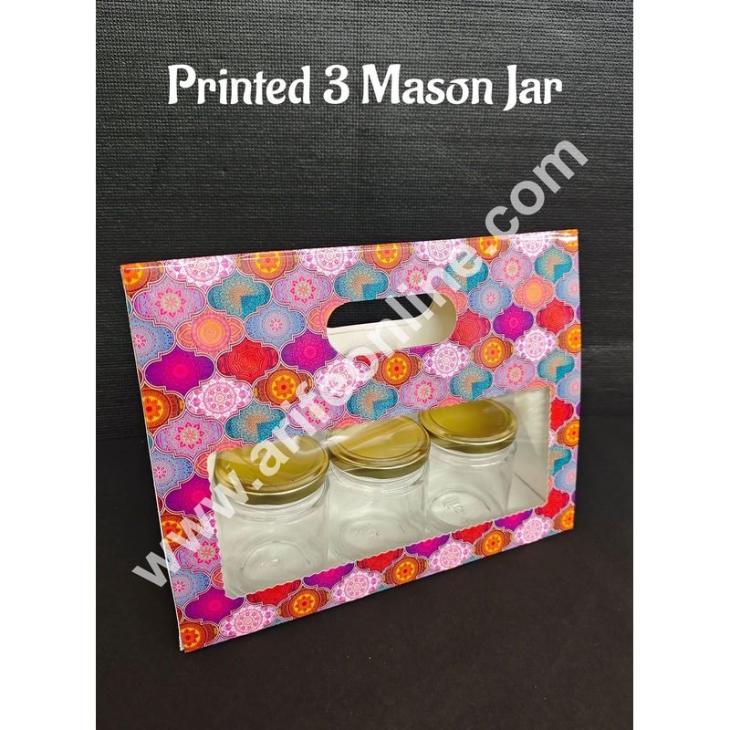 Cake Decor 3 Mason Jar Paper Carry Bags Multicolor Traditional Design - Large (10 Pcs)