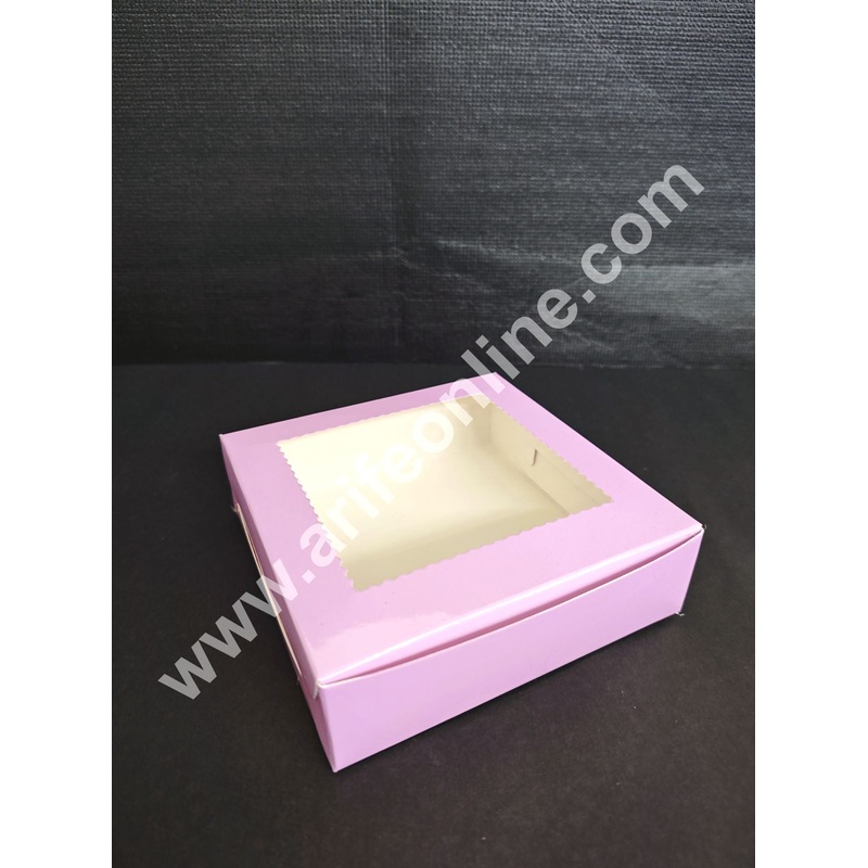 CAKE DECOR  4 Cavity Brownie Boxes with Clear Window Pastel Lavender color  | Brownie Carriers - 10 Pcs Pack