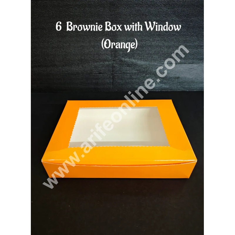 CAKE DECOR 6 Cavity Brownie Boxes Orange color | Brownie Carriers - 10 Pcs Pack