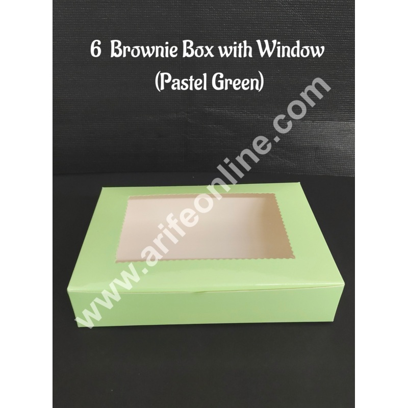 CAKE DECOR 6 Cavity Brownie Boxes Pastel Green color | Brownie Carriers - 10 Pcs Pack