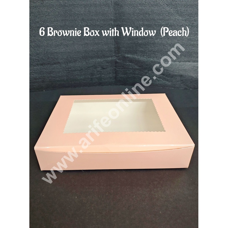 CAKE DECOR 6 Cavity Brownie Boxes Peach color | Brownie Carriers - 10 Pcs Pack