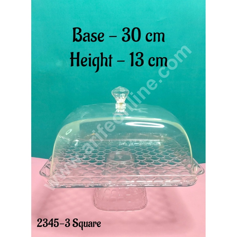 Cake Decor Amazing Cake Stand Multi-functional Cake and Salad Server Cake Stand With Square Acrylic Dome 1 Piece | Multi-functional Serving Platter