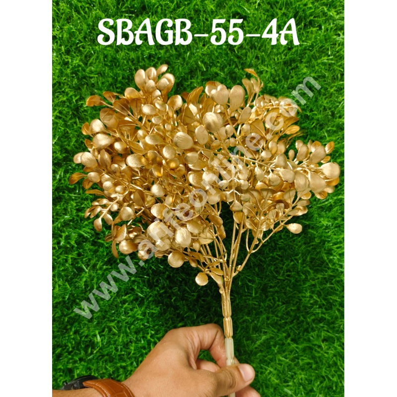CAKE DECOR Artificial Gold Coated Eucalyptus Leaf Bush Decorative Item For Cake Decoration- 1 Stick (SBAGB-55-4A)