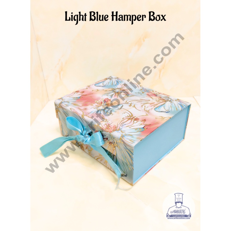 CAKE DECOR Elegant Light Blue Color Hard Foldable Hamper Box | Gift Box | Present Box - 1 Pc