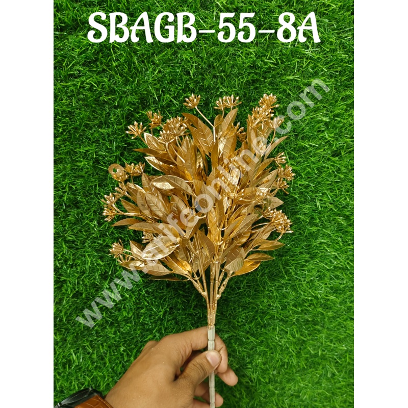 CAKE DECOR Gold Artificial  Foliage Leaf Flowers Plants Decorative Item For Cake Decoration- 1 Stick (SBAGB-55-8A)
