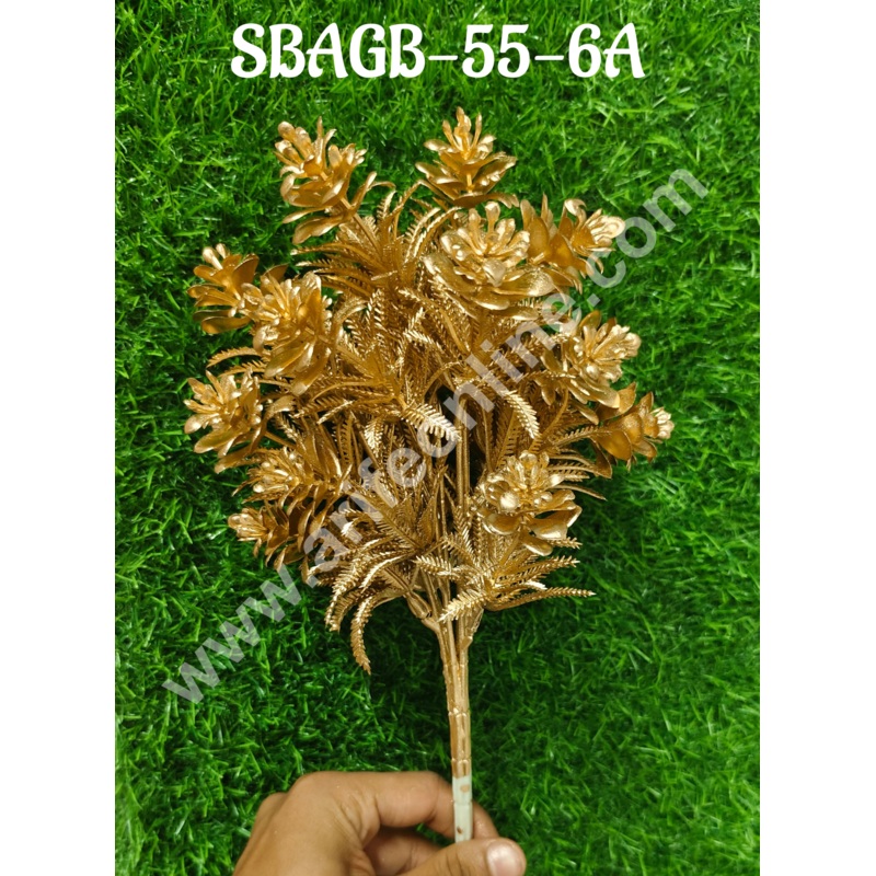 CAKE DECOR Gold Artificial Rose with Vintage Leaf Decor Flower Bouquet Decorative Item For Cake Decoration- 1 Stick (SBAGB-55-6A)