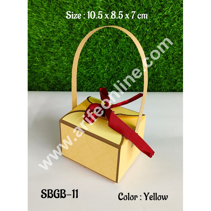 CAKE DECOR Goodie Bag For Hampers | Chocolate Box Hamper Box 10 Pcs Pack - Yellow (SBGB-11)