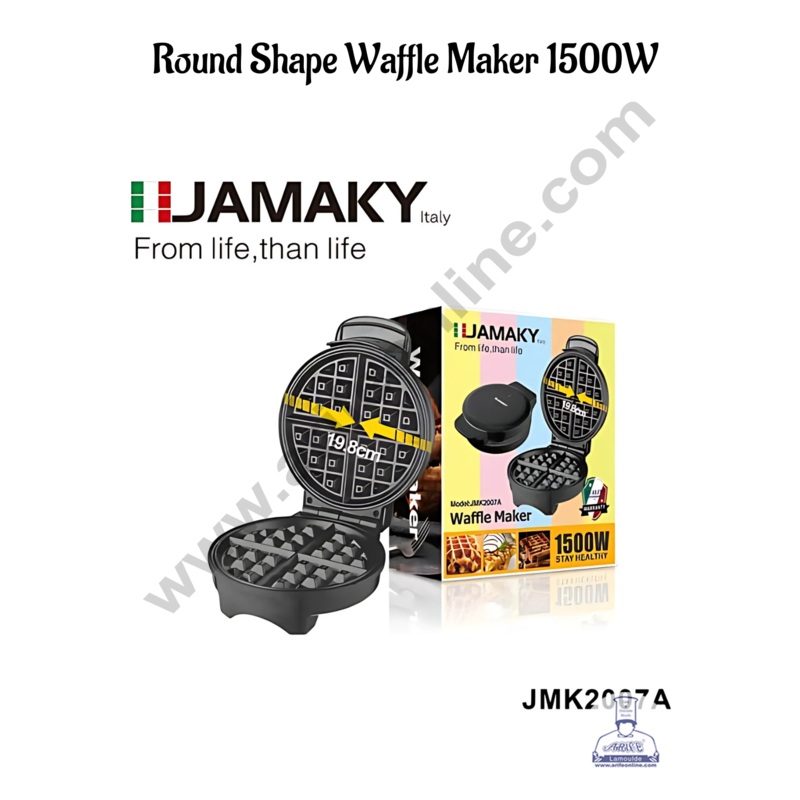 CAKE DECOR Jamaky Round shape 1500W Waffle Maker Non-Stick Waffle Iron - Model: JMK2007 A (SB-JM-JMK2007 A)