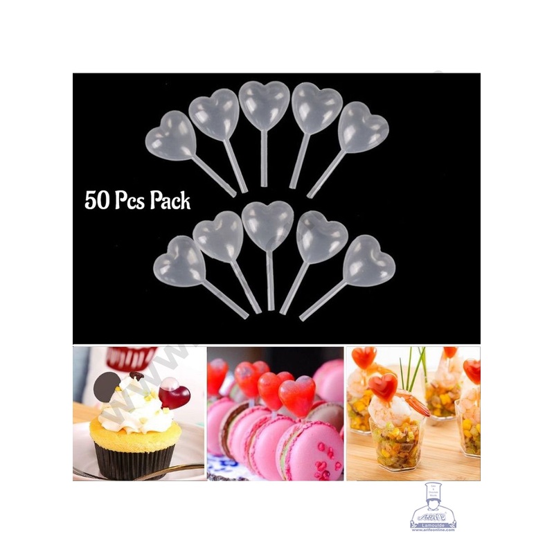 Cake Decor Plastic Mini Squeeze Transfer Pipettes Suitable for Chocolate, Cupcakes, Strawberries, Ice Cream, Cakes,Heart Shaped (4ml Pack of 50)