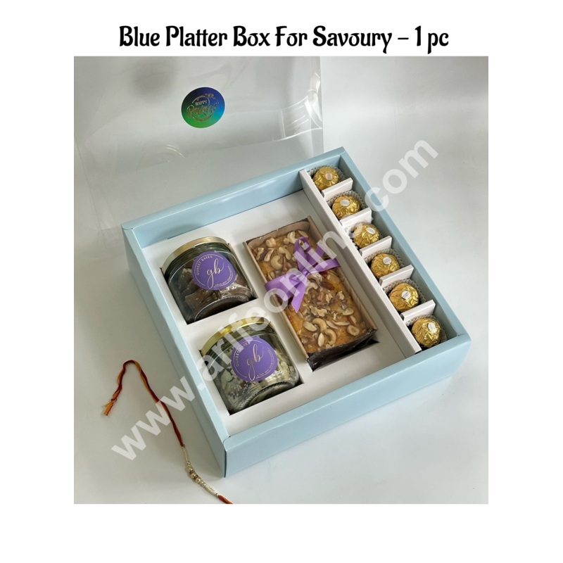 CAKE DECOR Platter Box for Dessert / Savoury | Chocolate Box Hamper Box 1 Pcs Pack - Blue