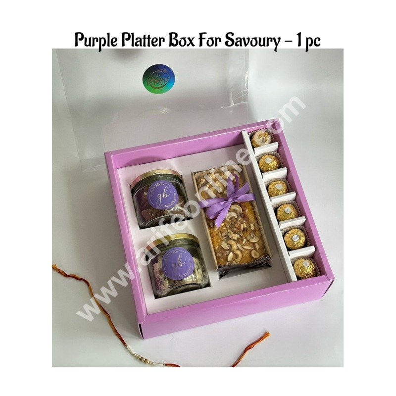 CAKE DECOR Platter Box for Dessert / Savoury | Chocolate Box Hamper Box with Lid 1 Pcs Pack - Purple