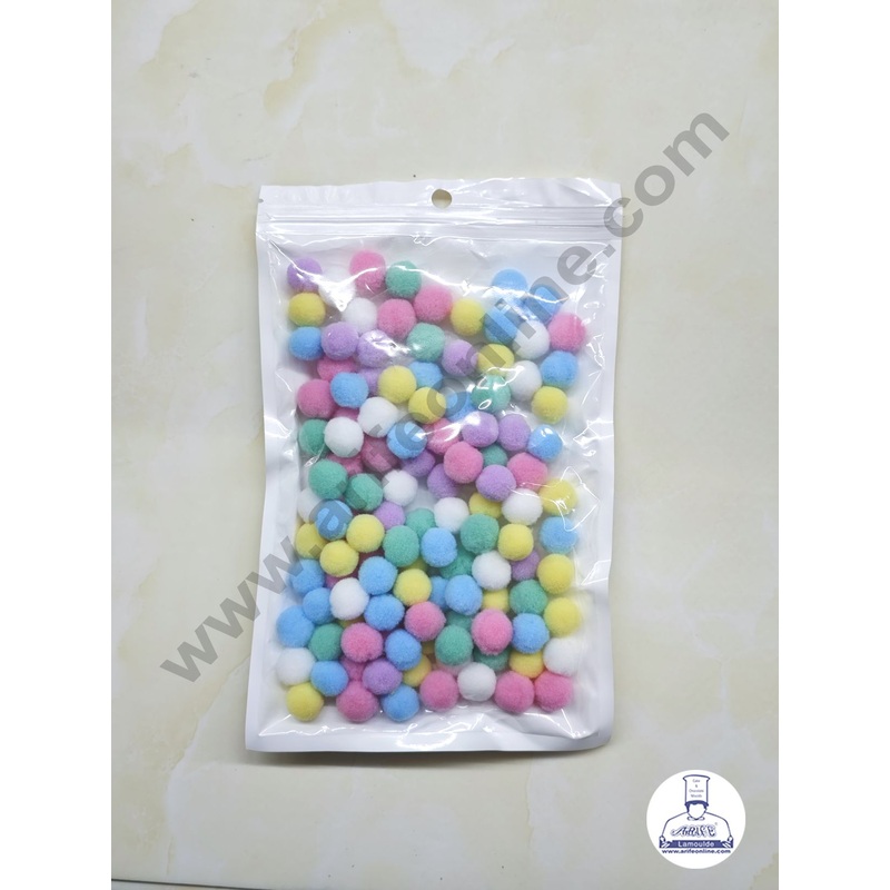 CAKE DECOR Pom Pom Balls For Cake Decoration  Assorted Colors ( 115 pc approx )