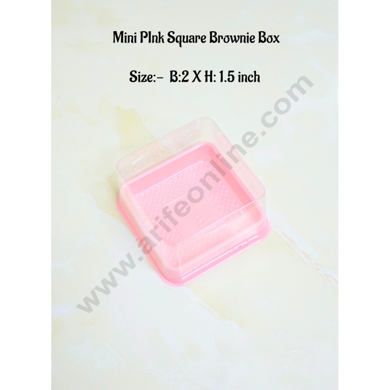 CAKE DECOR PVC Mini Square Brownie Box With Pink Base Cake Box | Dessert Packaging (10 Pcs Pack)