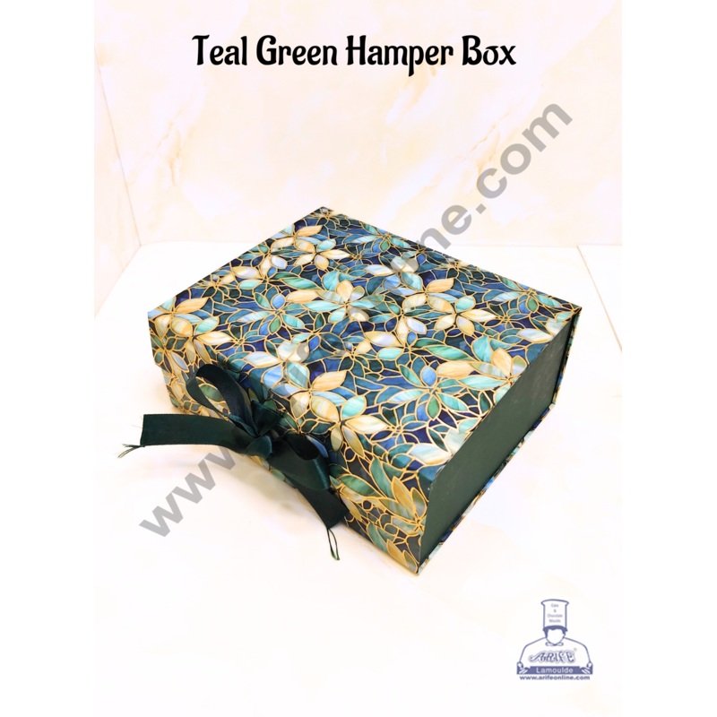 CAKE DECOR Teal Green Color Folding Hard Hamper Box | Gift Box | Present Box - 1 Pc