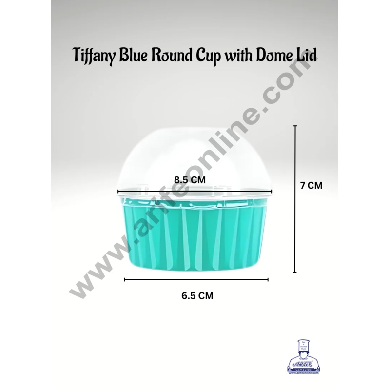 CAKE DECOR Tiffany Blue  Round Frill Aluminium Tin Foil Baking Cups with Dome Lid | Non-Stick Bake & Serve Aluminium Containers (Pack of 5)
