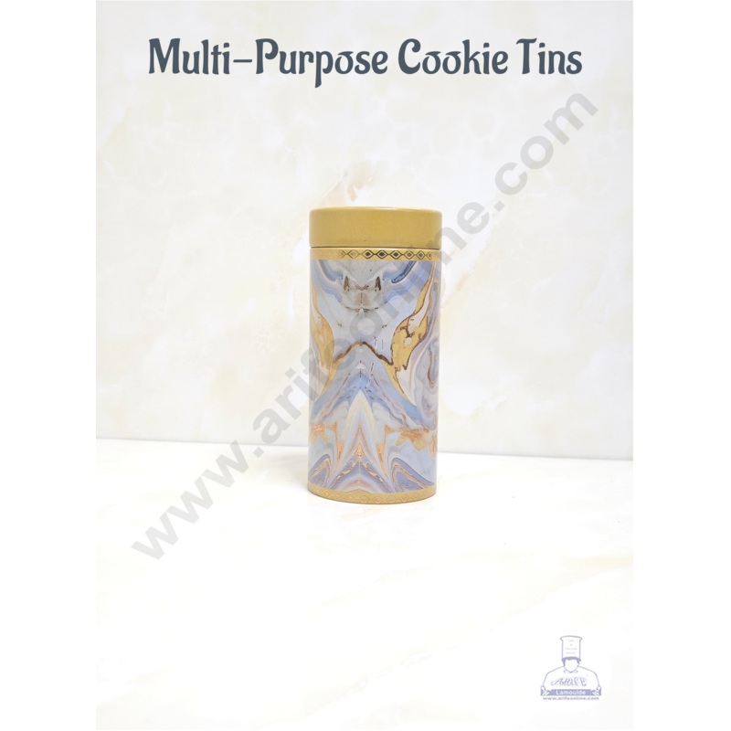 CAKE DECOR Yellow Color Multi-Purpose Round Printed Cookie Tins | Airtight Tin Jars | Printed Metal Tin | Gift Hamper Jar (Size L)