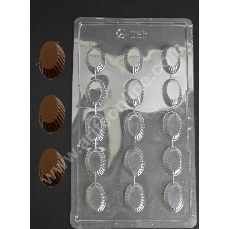 15 Cavity Small Oval Shape Mould PVC Chocolate mould (1 pcs pack) E-095- CAKE DECOR