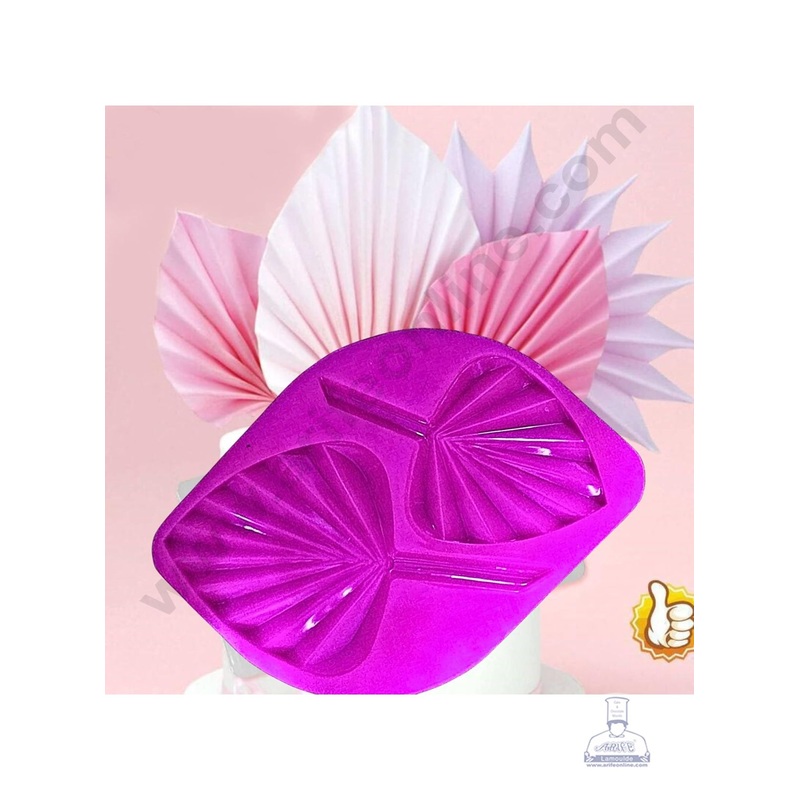 2 Cavity Palm Leaf Garnishing Mould Fan Leaf Silicone Mold Entremet Cake Mould  - CAKE DECOR