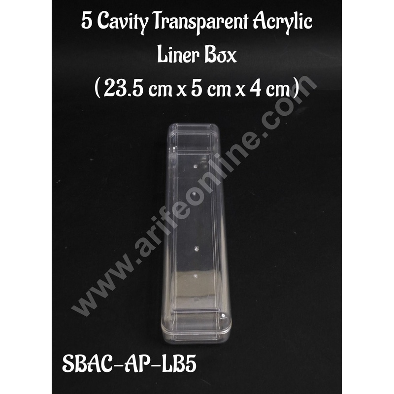 5 Cavity Transparent Acrylic  Liner Box   For Sweet And Confectionery (Pack of 1) - CAKE DECOR