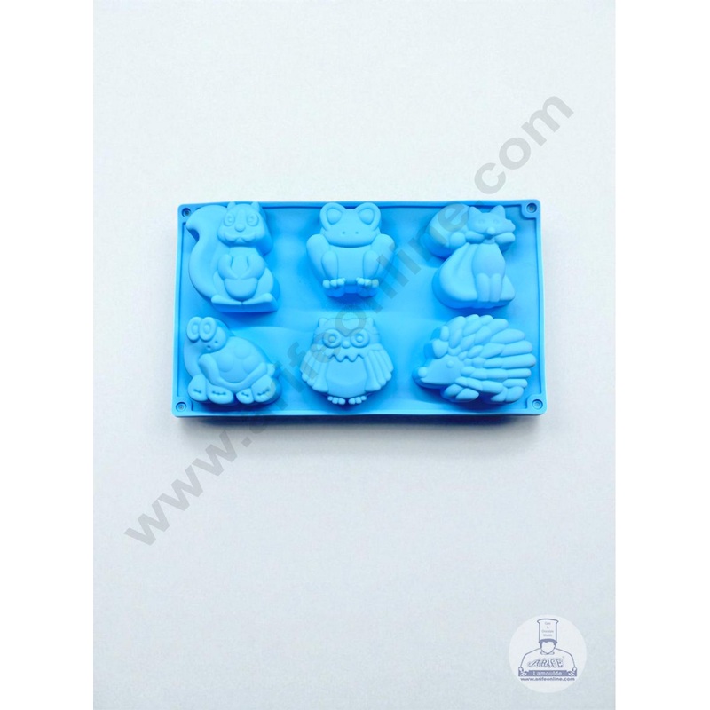 6 Cavity Animal Theme ( Rabbit, Frog, Squirrel, Turtle, Owl, Hedgehog )Flexible Silicon Muffin Mould ( SBSM-CK-106 )CAKE DECOR