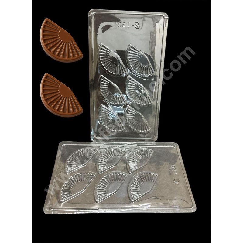 6 Cavity Fan Shape Mould PVC Chocolate mould (1 pcs pack) E-150- CAKE DECOR
