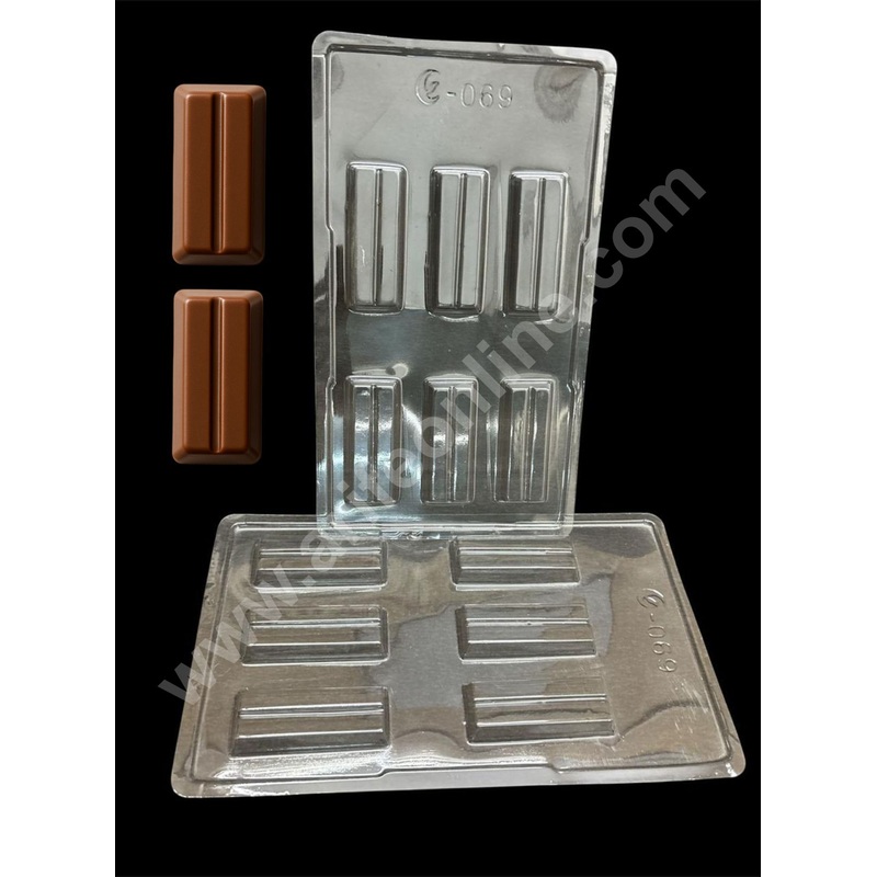 6 Cavity Kitkat Shape Mould PVC Chocolate mould (1 pcs pack) E-069- CAKE DECOR