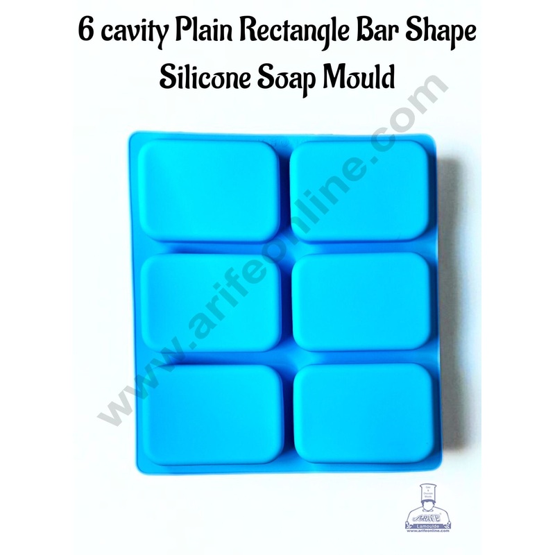 6 cavity Plain Rectangle Bar Shape Silicone Soap Mould - CAKE DECOR