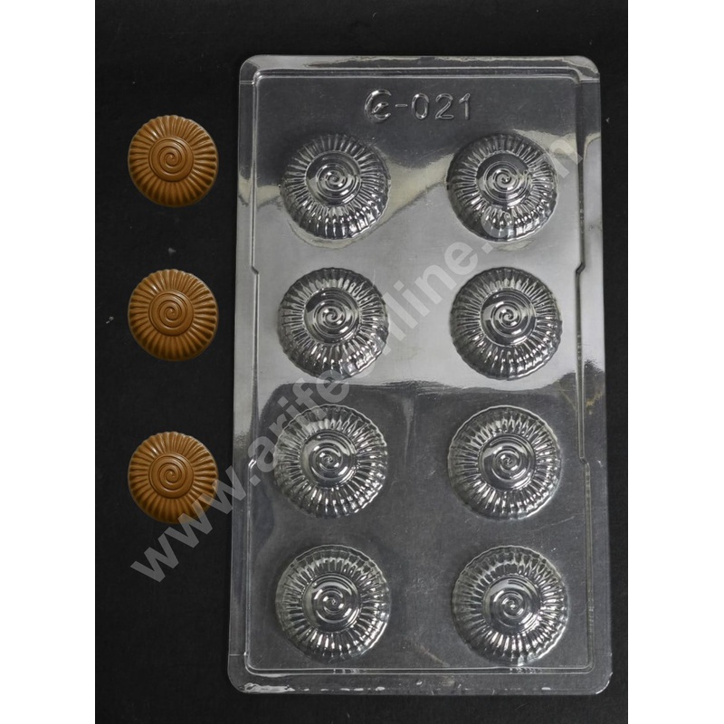8 Cavity Spiral Round Shape Mould PVC Chocolate mould (1 pcs pack) E-021- CAKE DECOR