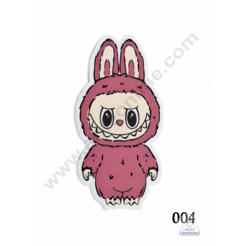 Acrylic Digital Print Labubu Topper - 004 - Dark Pink - CAKE DECOR