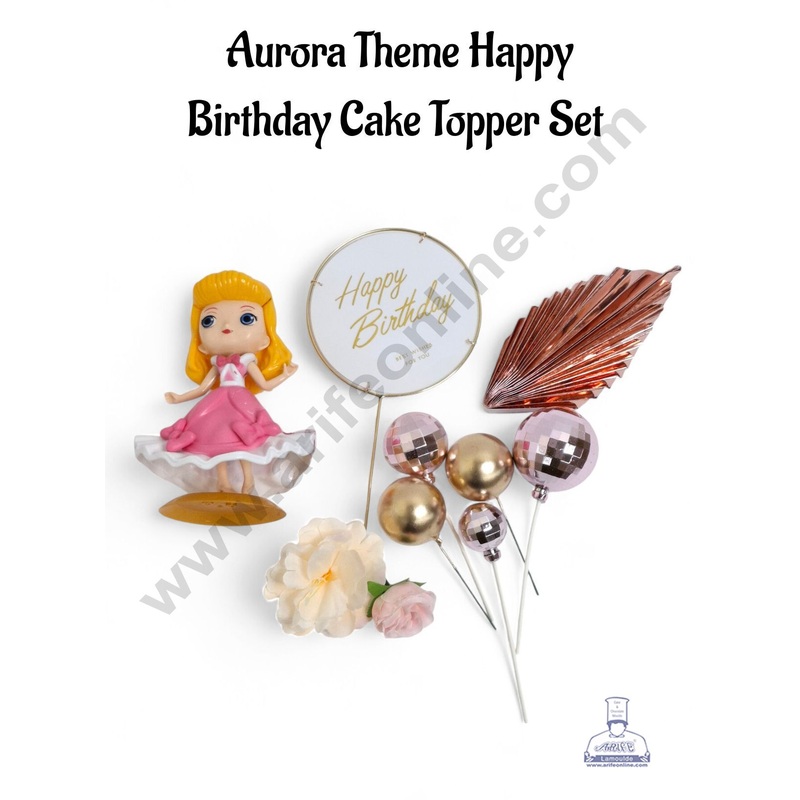 Aurora Theme Happy Birthday Cake Topper Set - CAKE DECOR