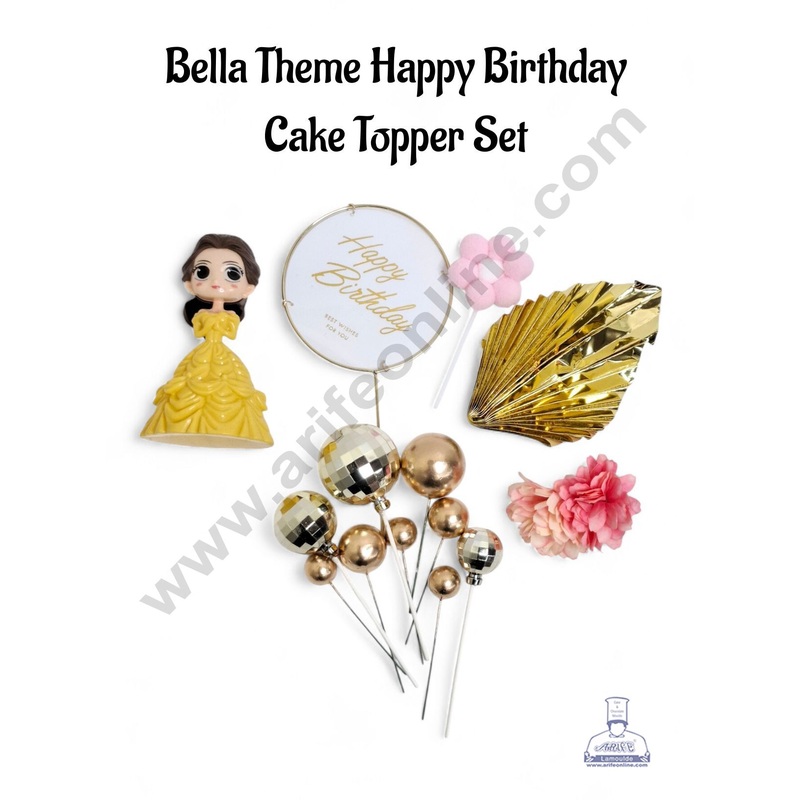 Bella Theme Happy Birthday Cake Topper Set - CAKE DECOR