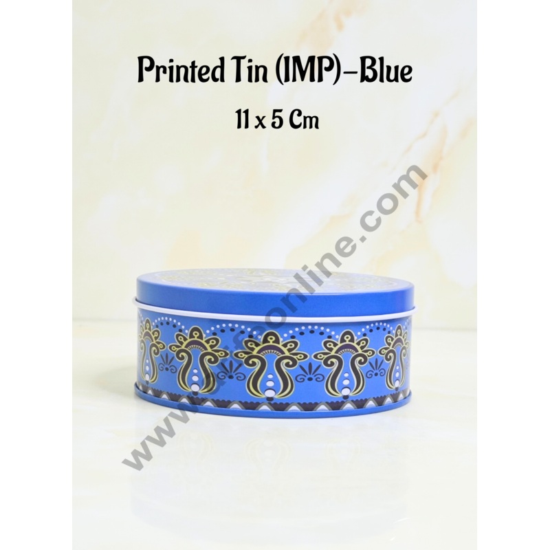 CAKE DECOR Printed Dream Tin (IMP) | Dream Cake Tin Torte cake Cookie Cake Tin - Blue Color - 11 cm X 5cm
