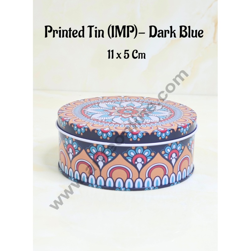 CAKE DECOR Printed Dream Tin (IMP) | Dream Cake Tin Torte cake Cookie Cake Tin - Dark Blue Color - 11 cm X 5cm