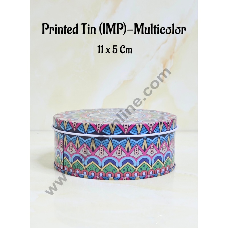 CAKE DECOR Printed Dream Tin (IMP) | Dream Cake Tin Torte cake Cookie Cake Tin - Multi-Color - 11 cm X 5cm