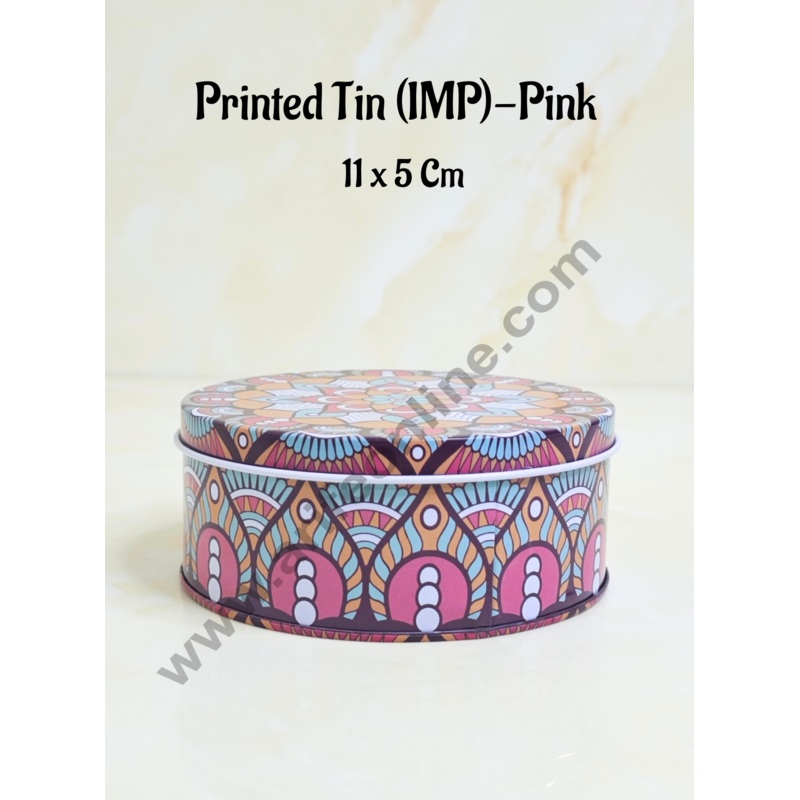 CAKE DECOR Printed Dream Tin (IMP) | Dream Cake Tin Torte cake Cookie Cake Tin - Pink Color - 11 cm X 5cm