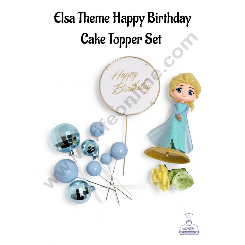 Elsa Theme Happy Birthday Cake Topper Set - CAKE DECOR