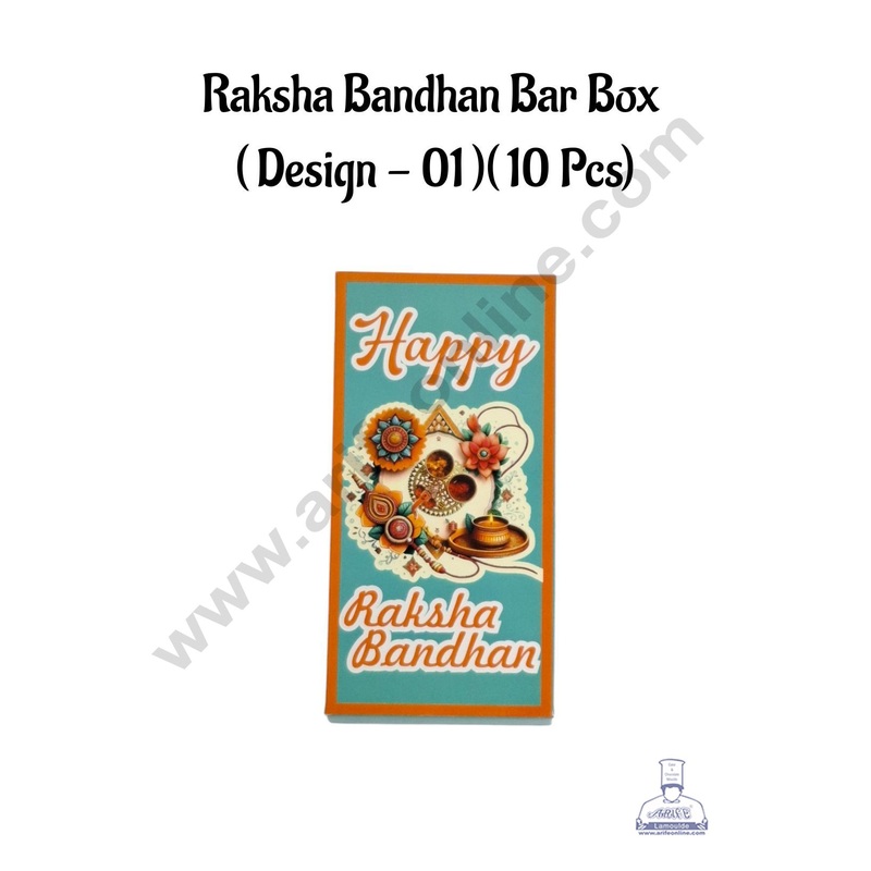 Happy Raksha Bandhan Bar Box - Design 01 ( Pack of 10 Pcs ) - CAKE DECOR