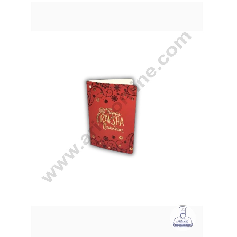 Happy Raksha Bandhan Paper Card for Chocolate Boxes & Hamper - Red (1 Piece) - CAKE DECOR