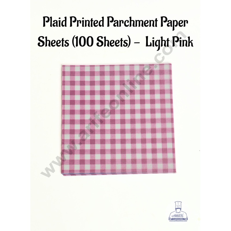 Printed Parchment Paper | Bento Box Liner | Grease Proof Paper | Wrap Paper -Light Pink Checks/Plaid Print (100 Sheets) CAKE DECOR