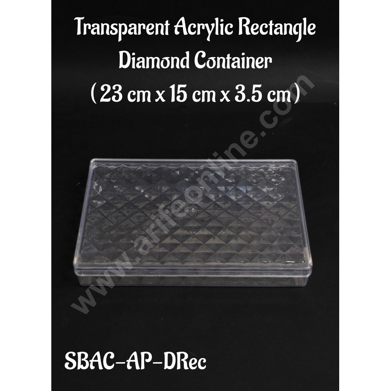 Transparent Acrylic Rectangle Diamond Container For Sweet And Confectionery (Pack of 1) - CAKE DECOR