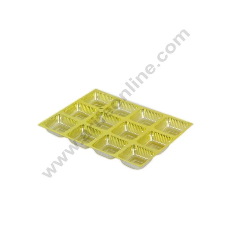 12 Cavity Cake Decor Golden Metallic Color Chocolate Cavity Tray (Pack of 10 pcs) - CAKE DECOR