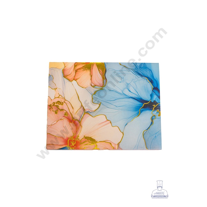 12 Cavity Floral Traditional Design Sliding Chocolate Box Without Cavity - Blue & Pink ( 1 Pc ) - CAKE DECOR