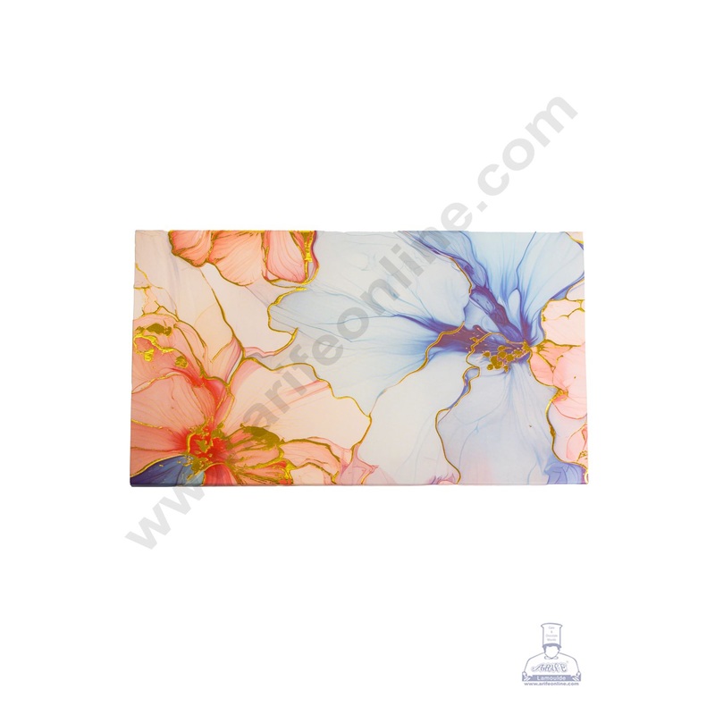 18 Cavity Floral Traditional Design Sliding Chocolate Box Without Cavity - Blue & Pink  ( 1 Pc ) - CAKE DECOR